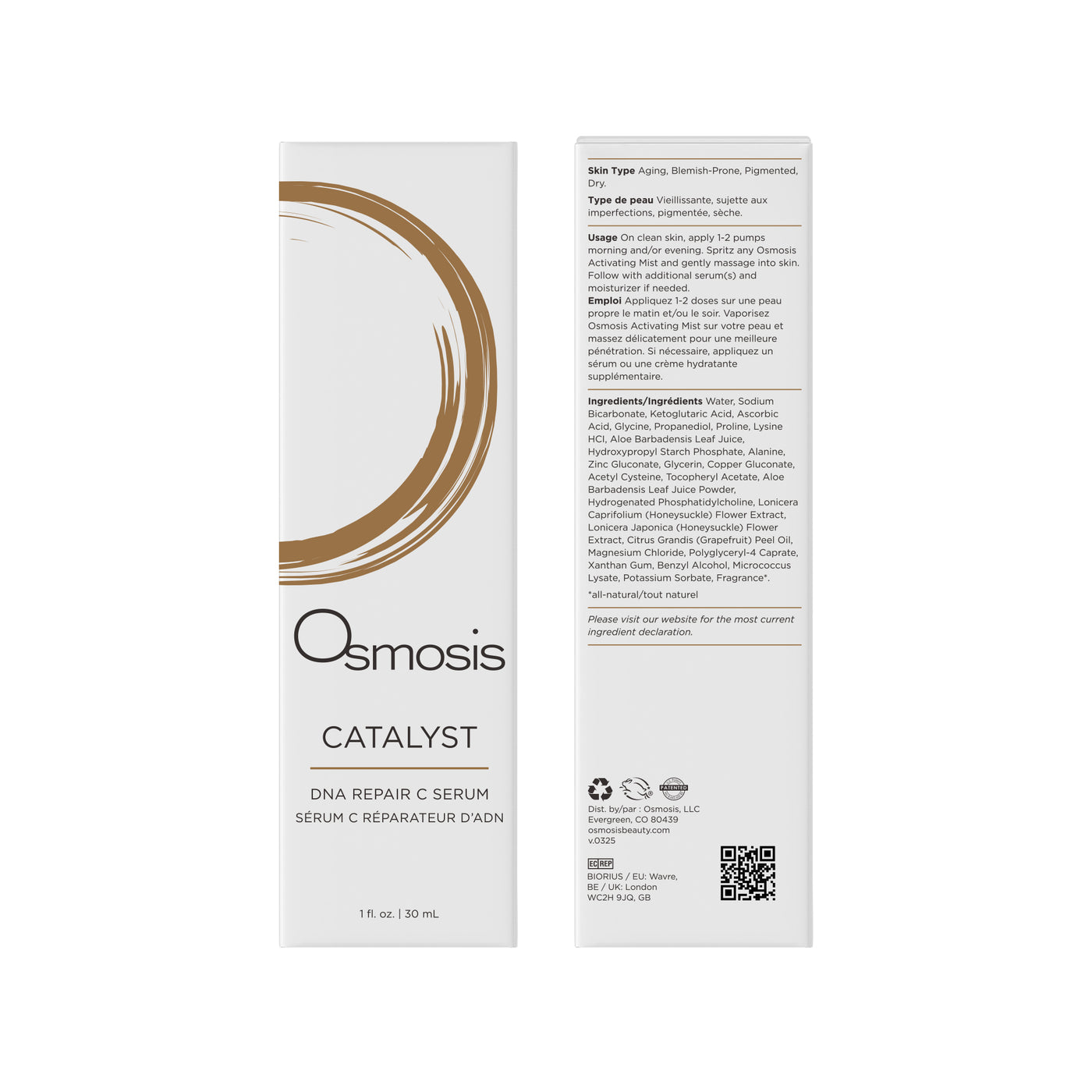 Osmosis Catalyst DNA Repair C Serum packaging on a white background