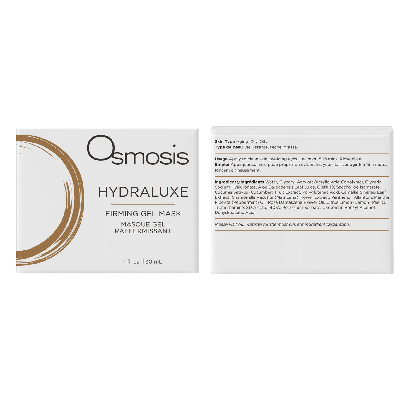 Osmosis Hydraluxe Firming Gel Mask packaging on a white background