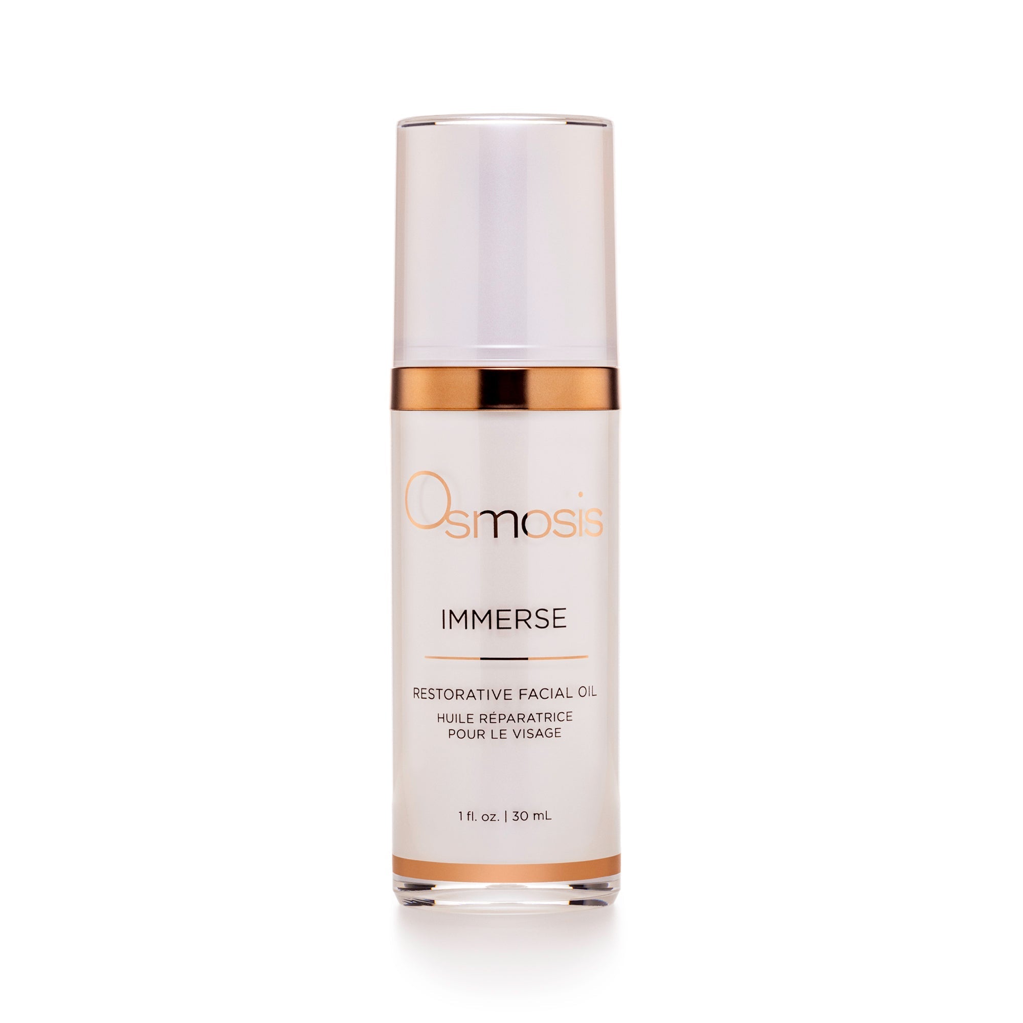 Osmosis Immerse restorative facial oil bottle on a white background