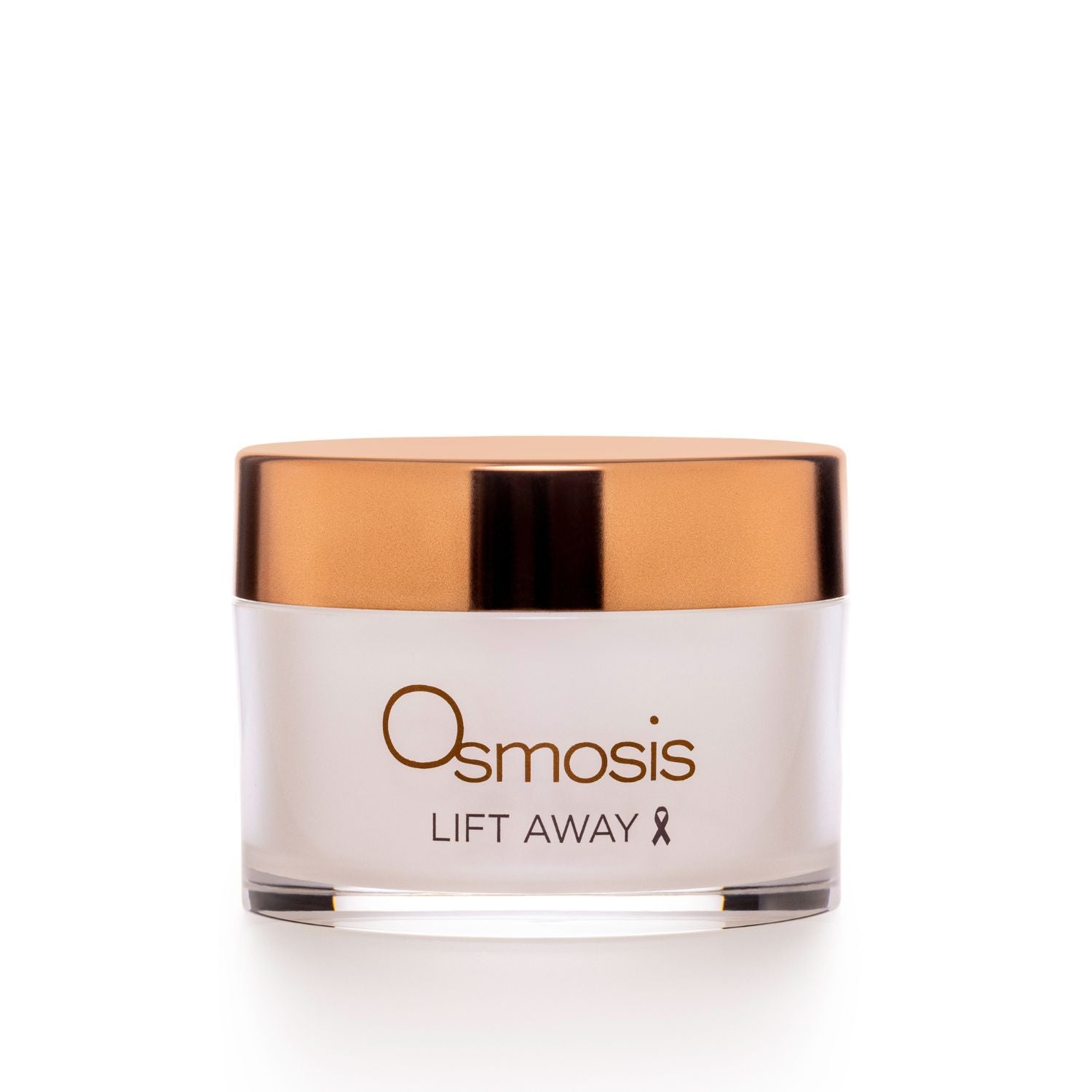 Osmosis Lift Away skincare product jar with gold lid on a white background