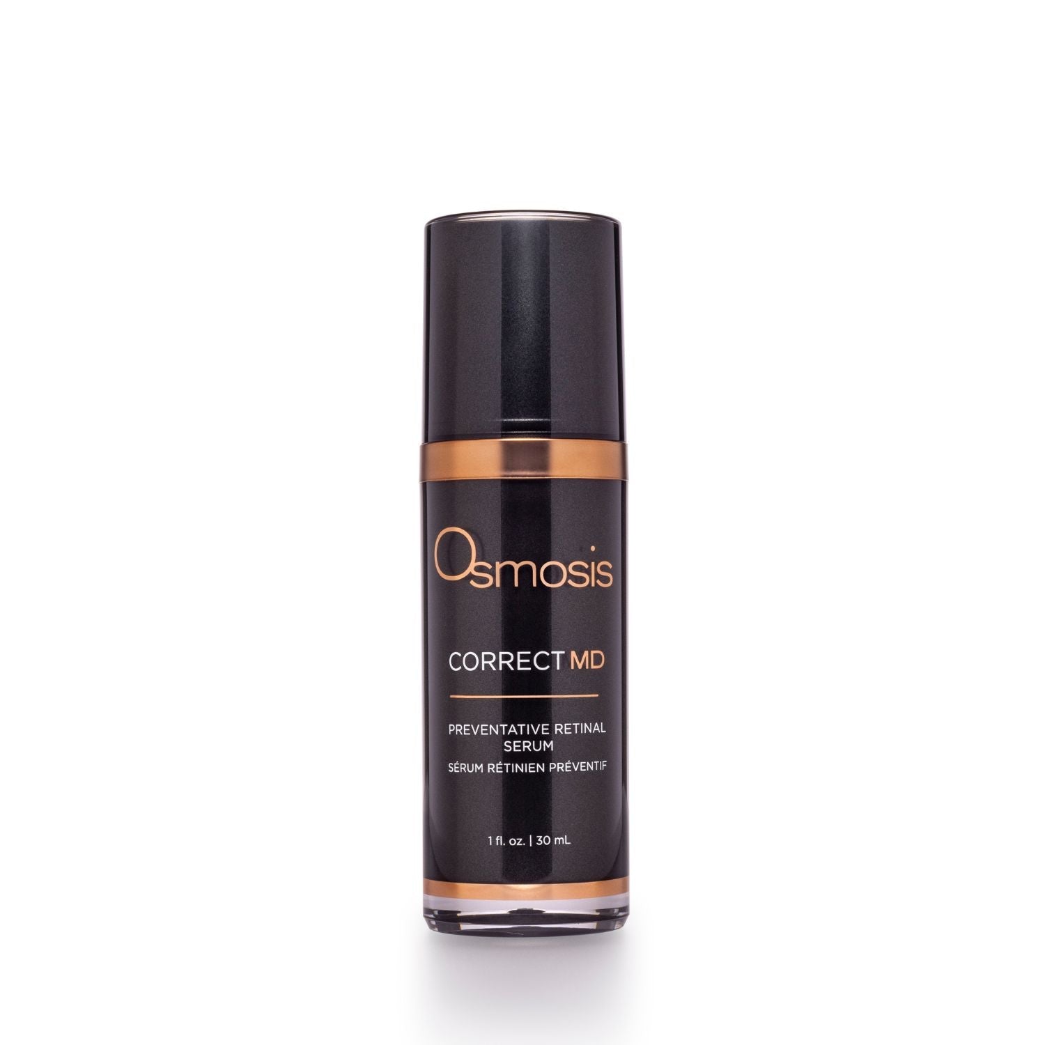 Osmosis Correct MD preventative retinol serum bottle on a white background