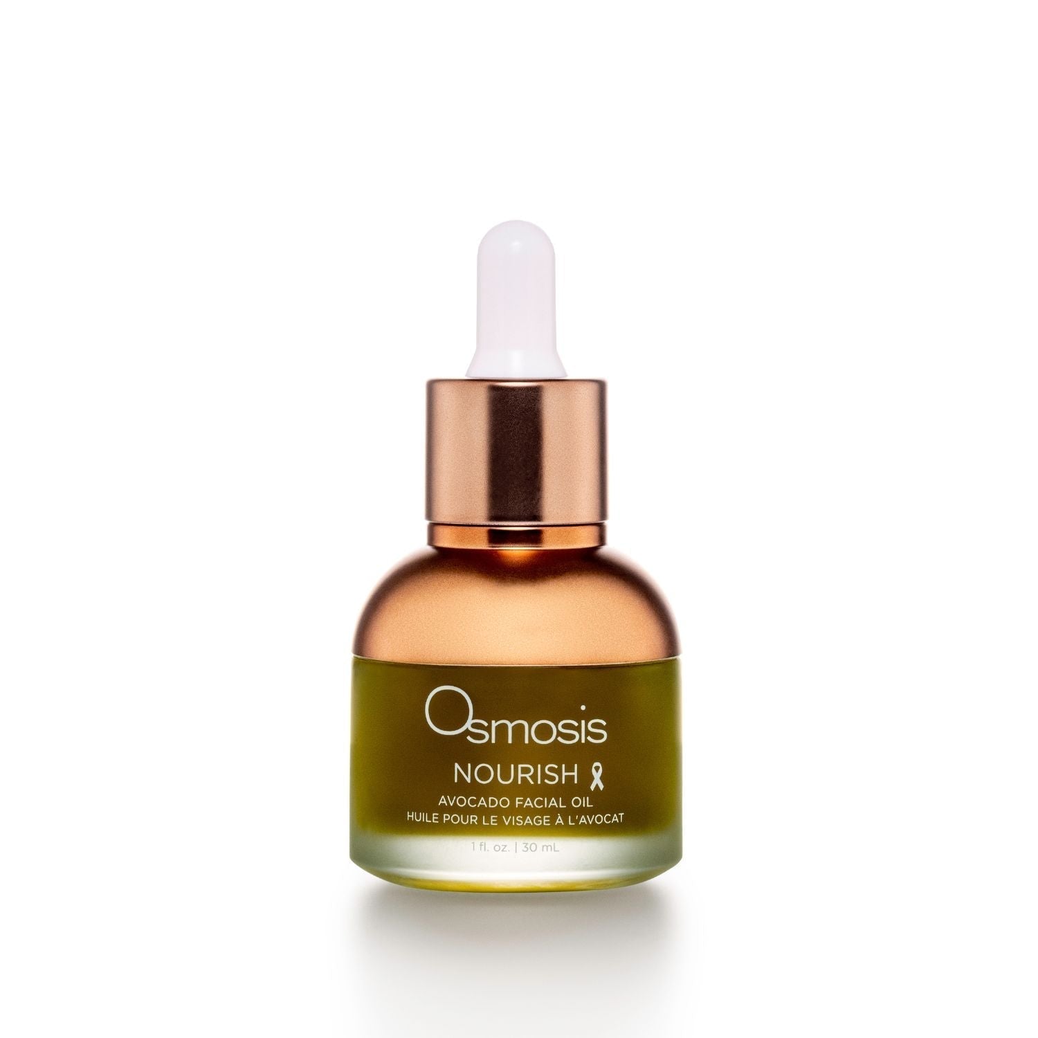 Osmosis Nourish facial oil bottle with dropper on a white background