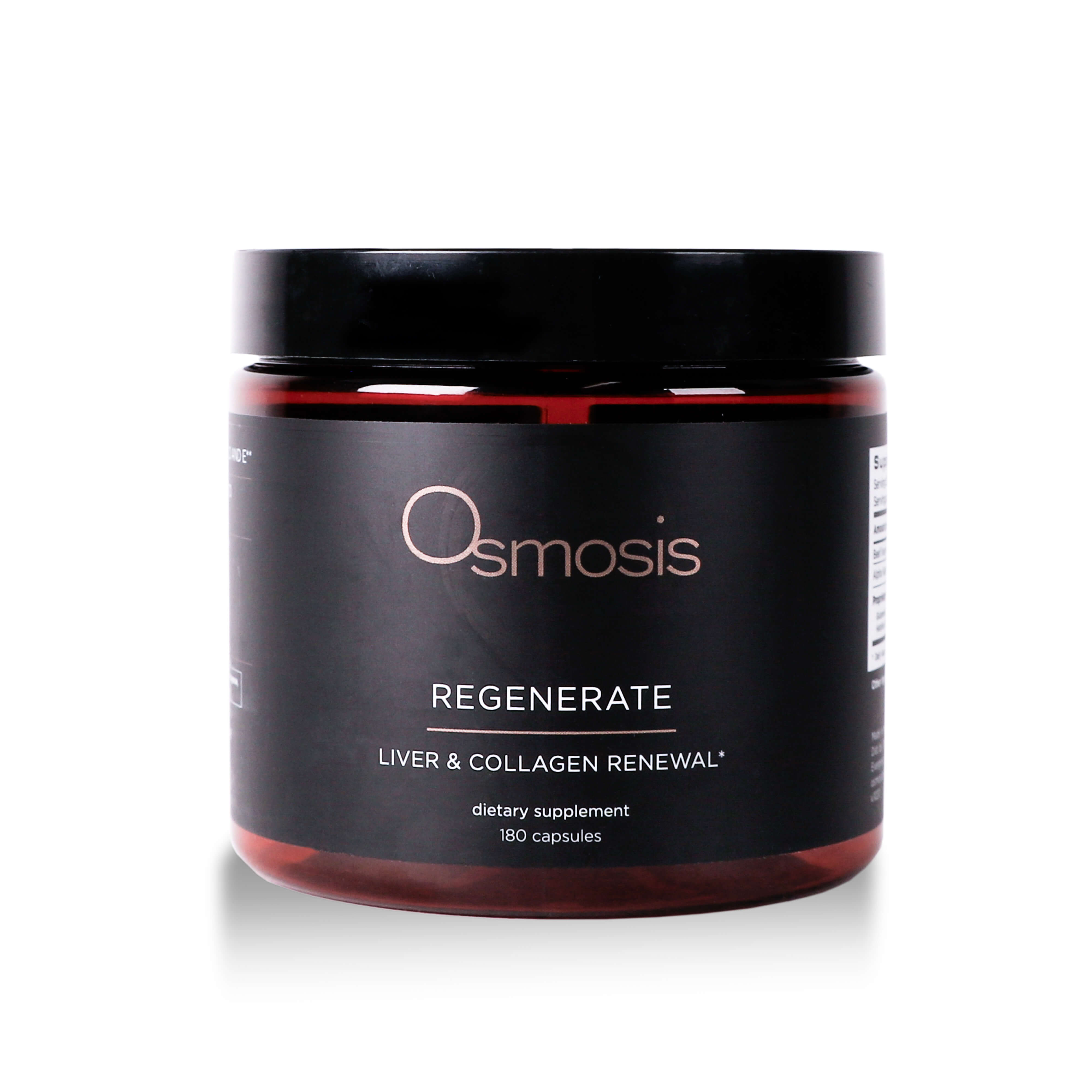 Osmosis Regenerate liver & collagen renewal supplement jar on a white background