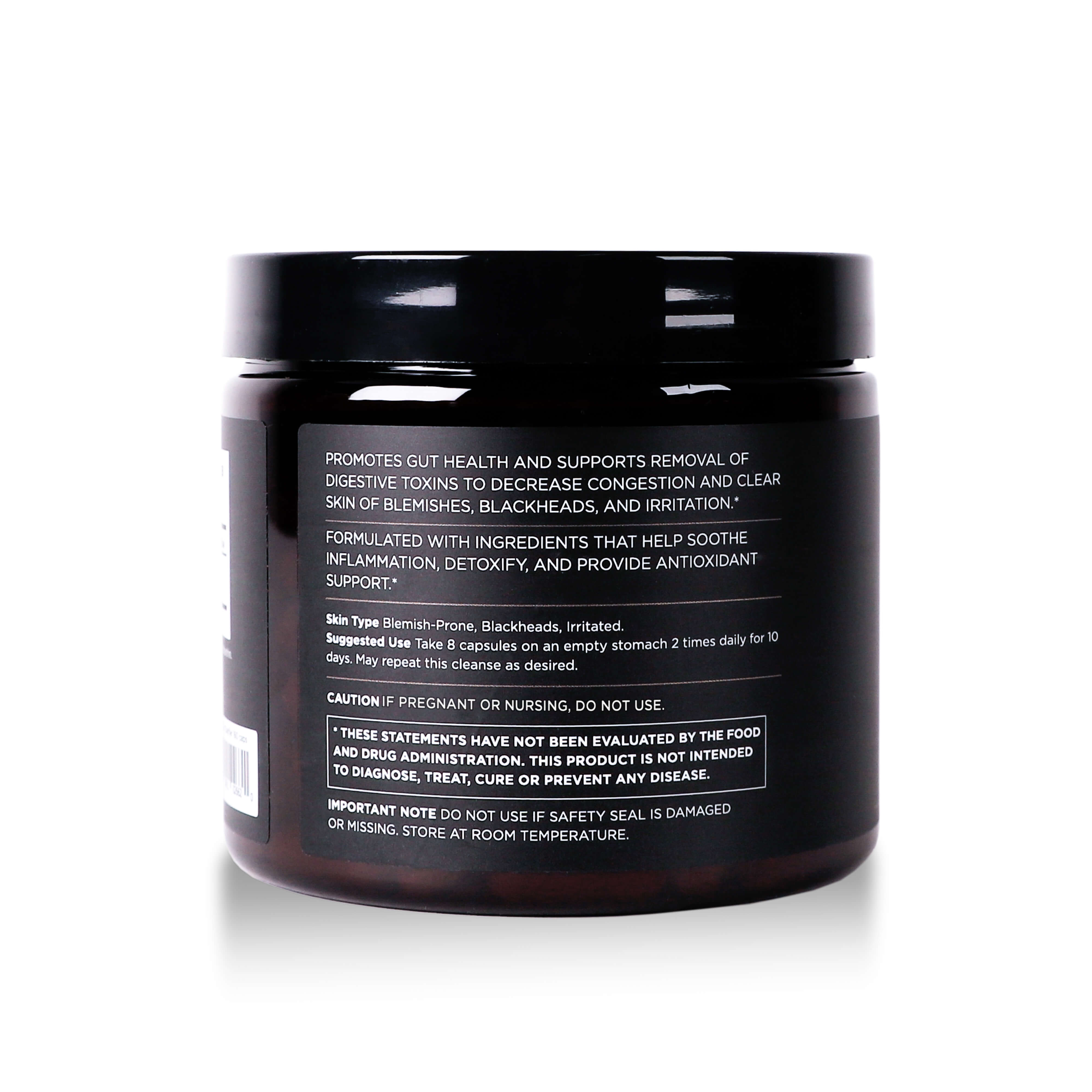 Osmosis Skin Clarifier supplement black container with label on a white background