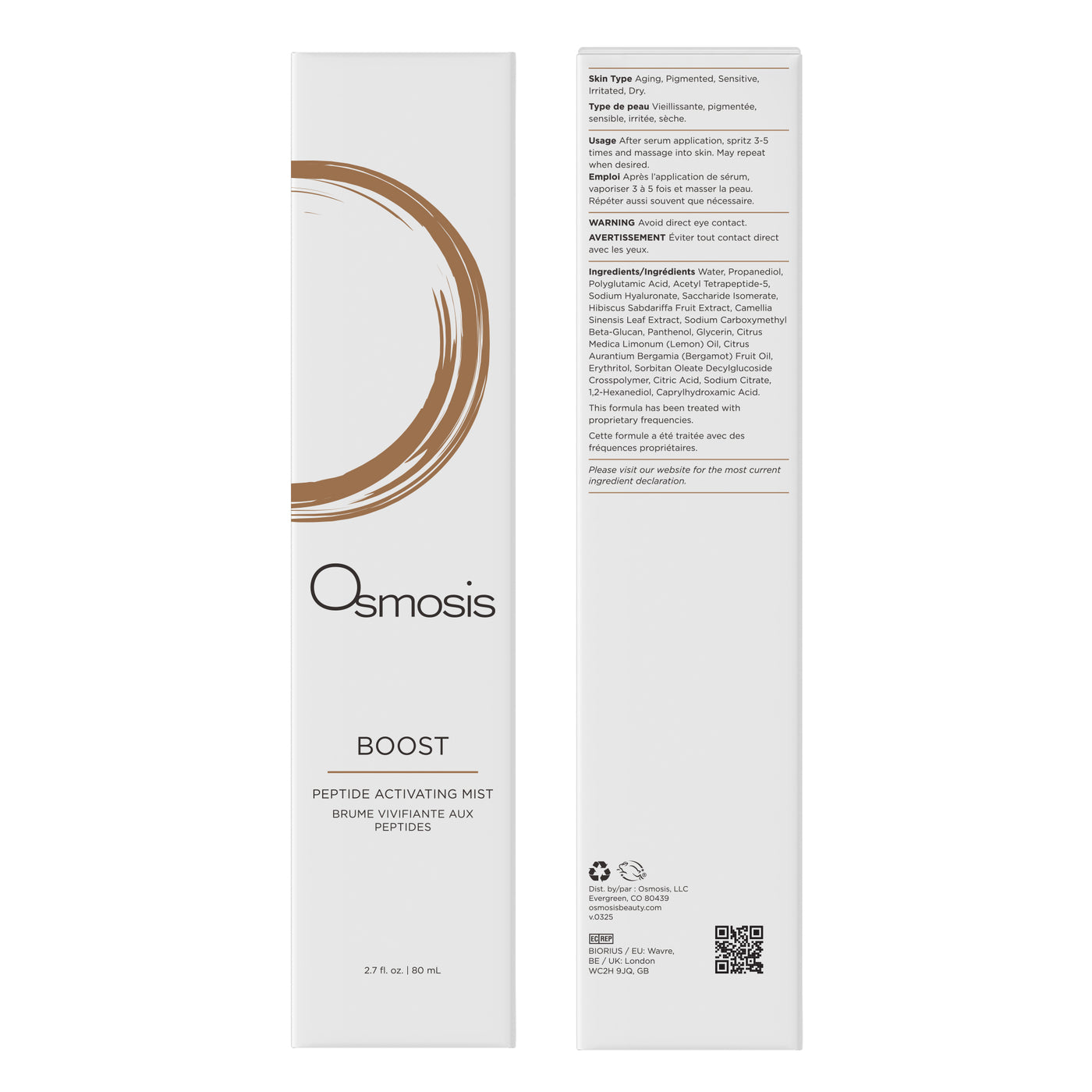 Osmosis Boost Peptide Activating Mist packaging on a white background