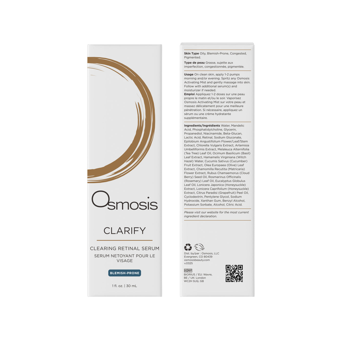 Osmosis Clarify serum packaging with label on a white background