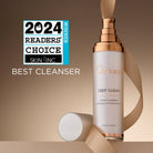 Osmosis Deep Clean bottle with '2024 Readers' Choice Best Cleanser' award on a brown background