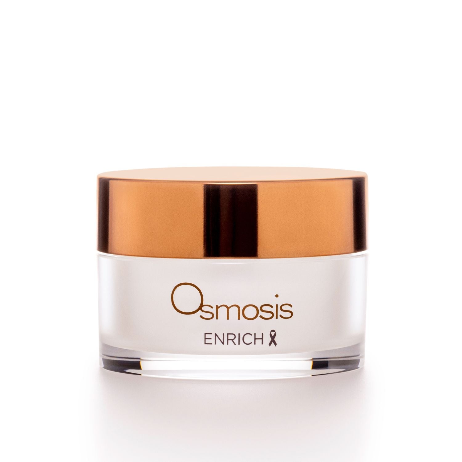 Osmosis Enrich skincare product jar with gold lid on a white background
