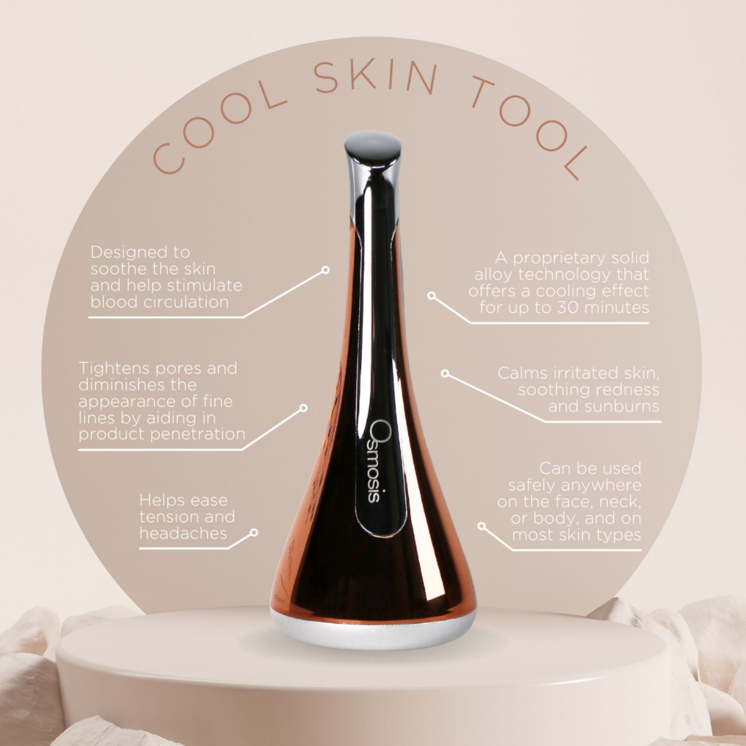 cool skin tool infograph of product benefits