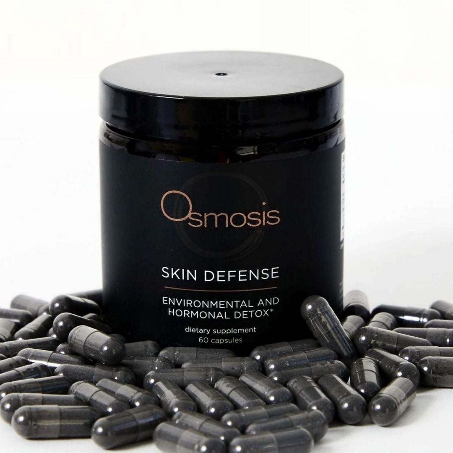 Osmosis Skin Defense supplement jar with capsules on a white background