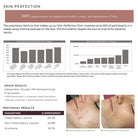 Clinical study infographic for Skin Perfection Elixir with before and after skin condition images and results
