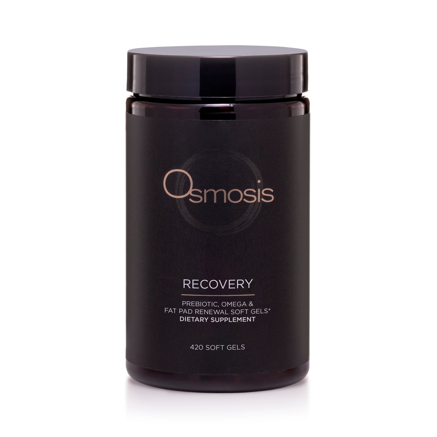 Osmosis Recovery soft gel caps jar on a white background
