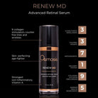 Osmosis Renew MD Advanced Retinal Serum bottle with features on a black background