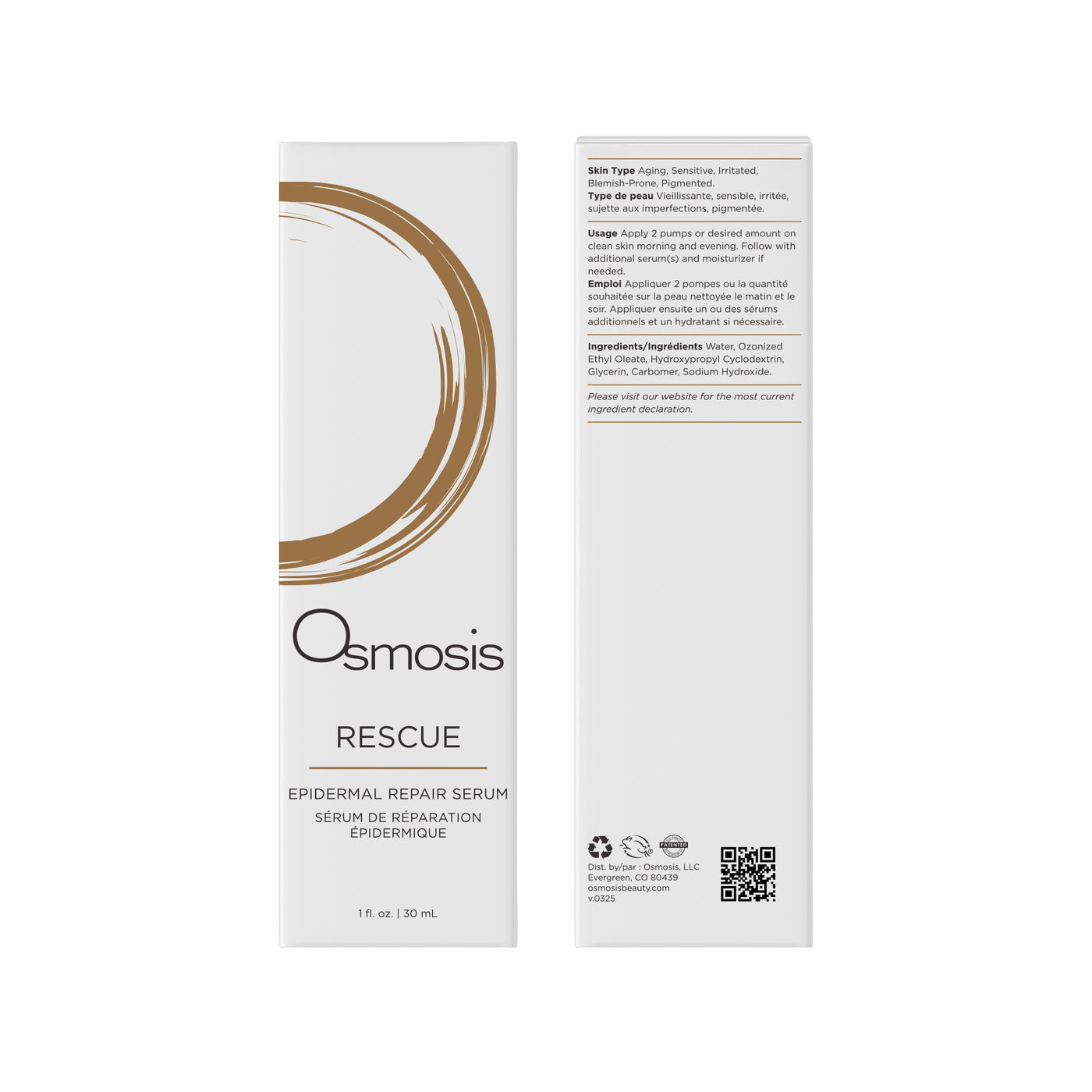 Osmosis Rescue eridermal repair serum packaging on a white background
