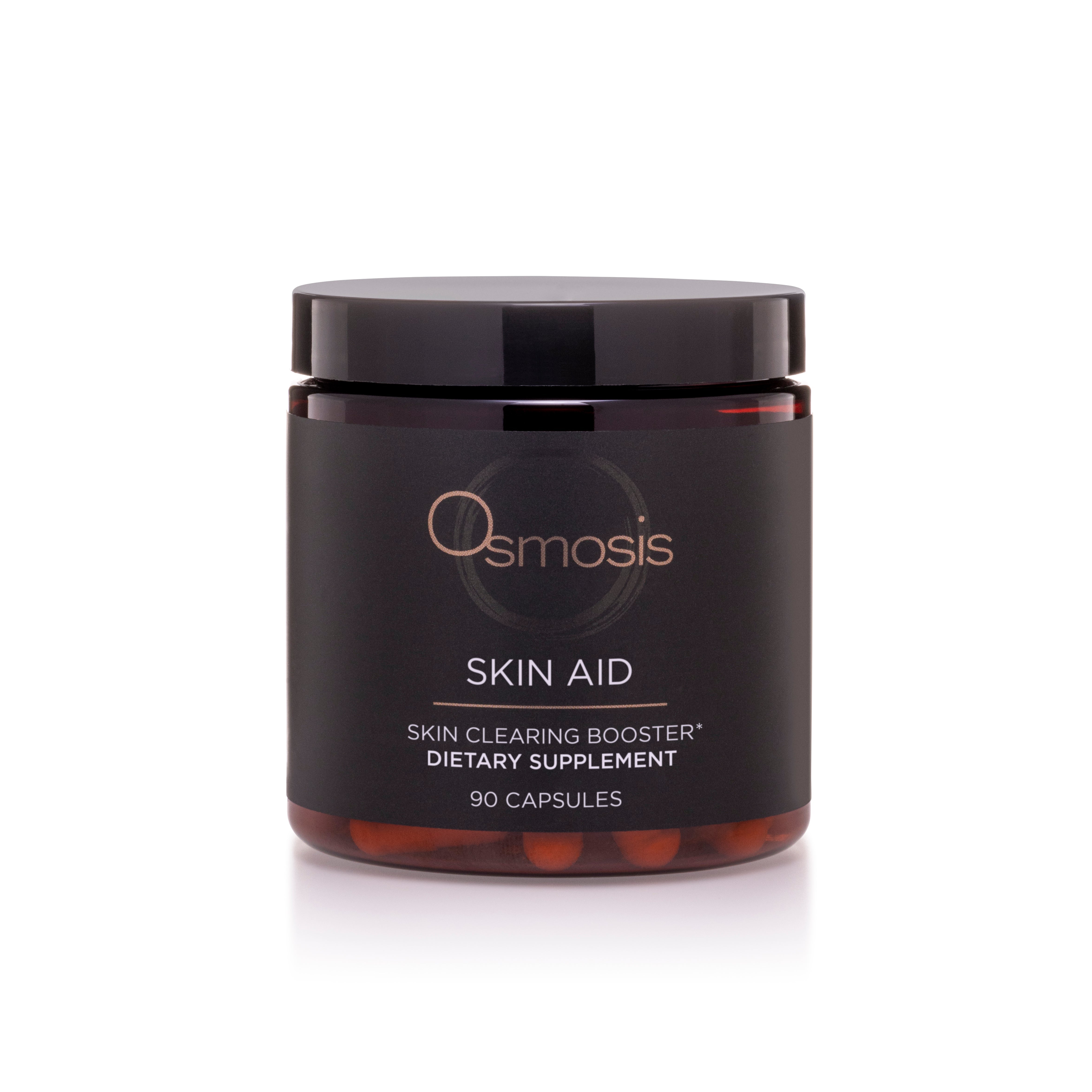 Osmosis Skin Aid dietary supplement jar on a white background